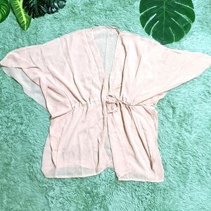 🍑Beach Kaftan Cover up  lvory Rose Lightweight Sheer Kimono One size 524